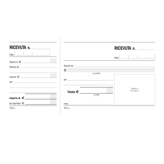Blocco ricevute generiche madre figlia - 100 pagine - 10 x 21,5 cm - DU160100000 - Data Ufficio