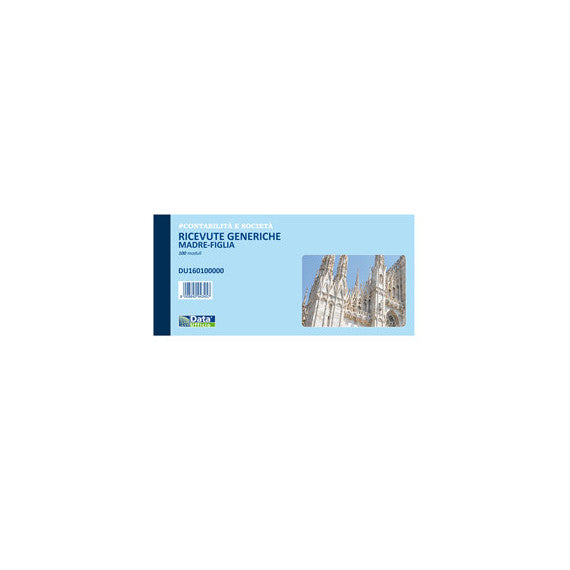Blocco ricevute generiche madre figlia - 100 pagine - 10 x 21,5 cm - DU160100000 - Data Ufficio