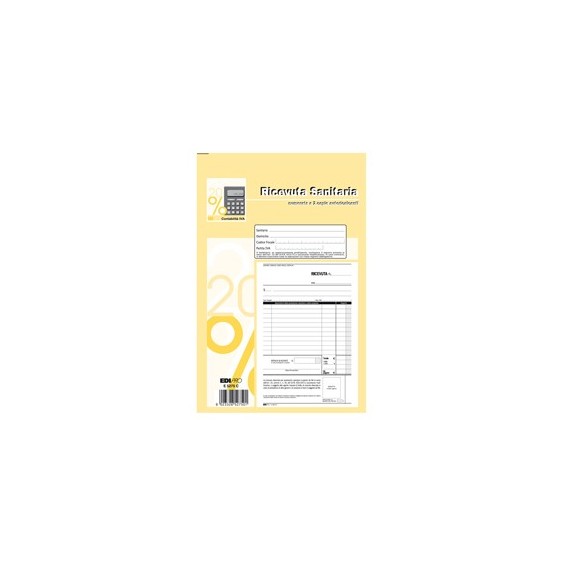 Blocco ricevute sanitarie numerate - 50/50 fogli autoricalcanti - 23 x 15cm - Edipro