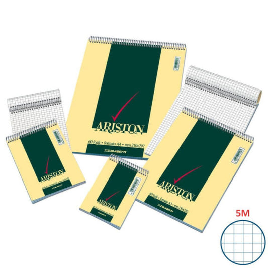 Blocco spiralato Blasetti ARISTON con copertina goffrata 3 colori 60 g/m² 5M A5 15X21 cm - 1087