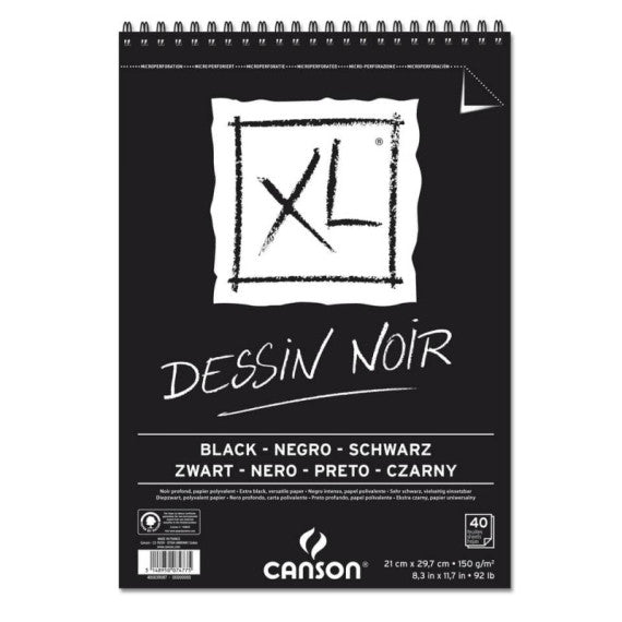 Blocco spiralato Canson Black XL nero 150 g/m² 40 fogli A4 C400039086