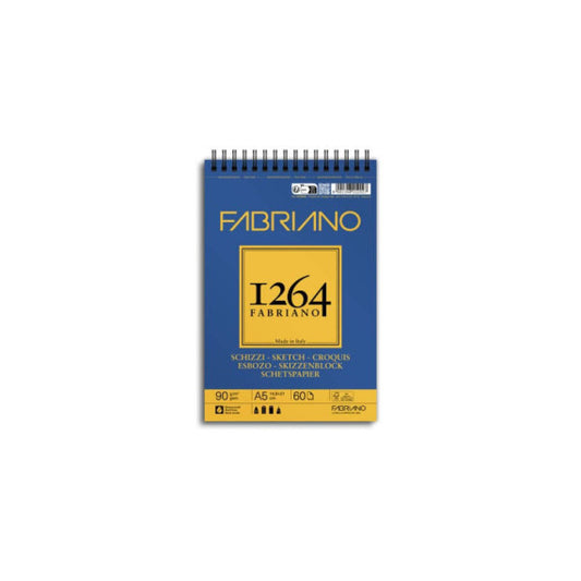 Blocco spiralato Fabriano 1264 schizzi 90 g 60 fogli A5 - spirale lato corto - 19100636
