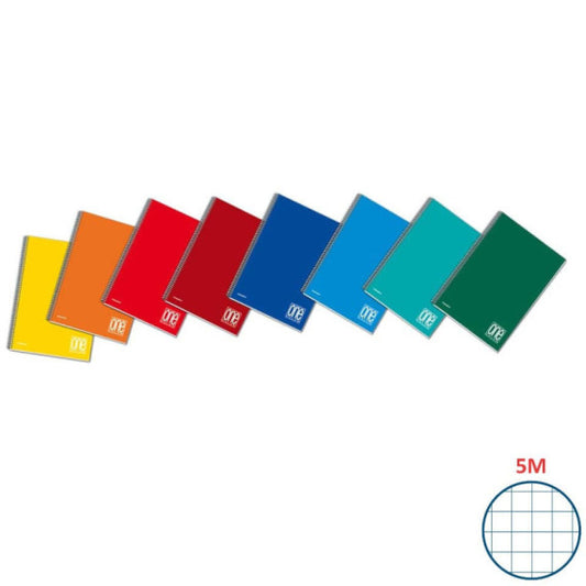 Blocco spiralato One Color laterale in cartoncino con fogli microperforati 80 g/m² quadretti 5 mm A5 16,2x21 cm - 1148