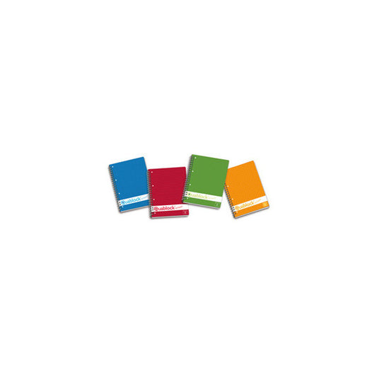 Blocco spiralato Quablock Original - 22x29,7cm - quadretto 5mm - 120 fogli - 80gr - 4 fori - spiralato - Pigna