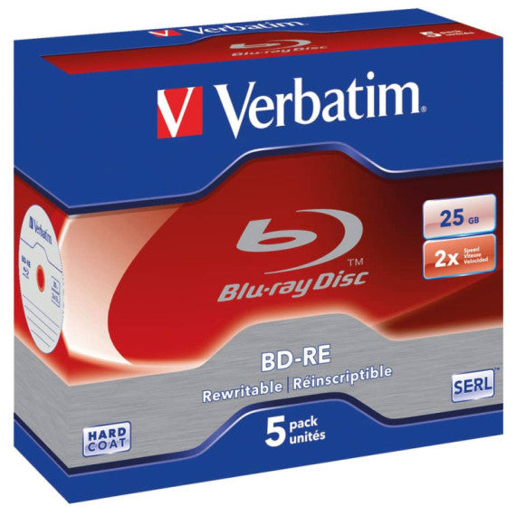 Blu-Ray BD-RE Verbatim 25 GB 2x Jewel Case conf. da 5 - 43615