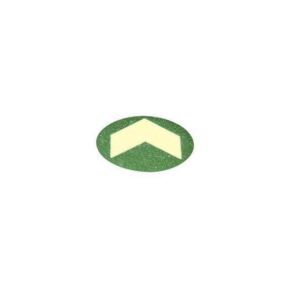 Bollo con freccia fotoluminescente adesiva - diametro 6 cm - giallo/verde