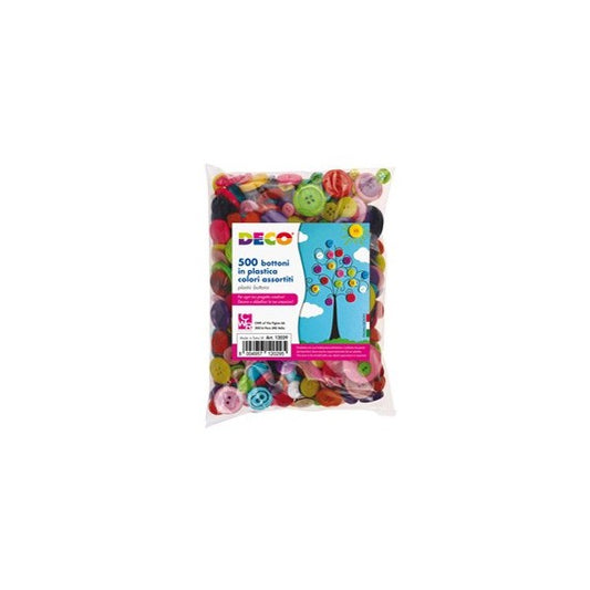 Bottoni - in plastica - colori assortiti - Deco - conf. 650 pezzi