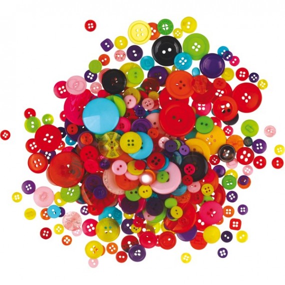 Bottoni - in plastica - colori assortiti - Deco - conf. 650 pezzi