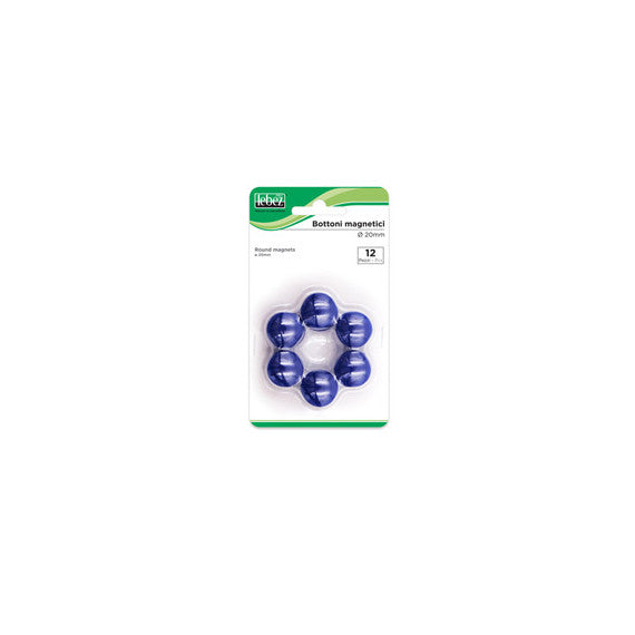 Bottoni magnetici - diametro 2 cm - blu - Lebez - blister 12 pezzi