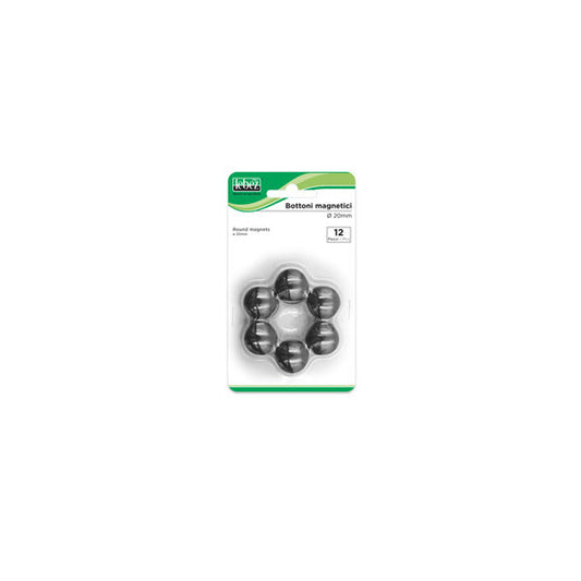 Bottoni magnetici - diametro 2 cm - nero - Lebez - blister 12 pezzi