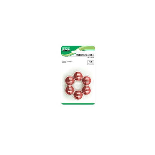 Bottoni magnetici - diametro 2 cm - rosso - Lebez - blister 12 pezzi