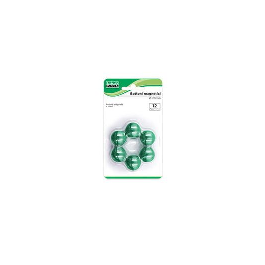 Bottoni magnetici - diametro 2 cm - verde - Lebez - blister 12 pezzi