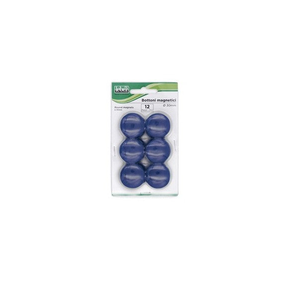 Bottoni magnetici - diametro 3 cm - blu - Lebez - blister 12 pezzi
