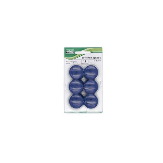 Bottoni magnetici - diametro 3 cm - blu - Lebez - blister 12 pezzi