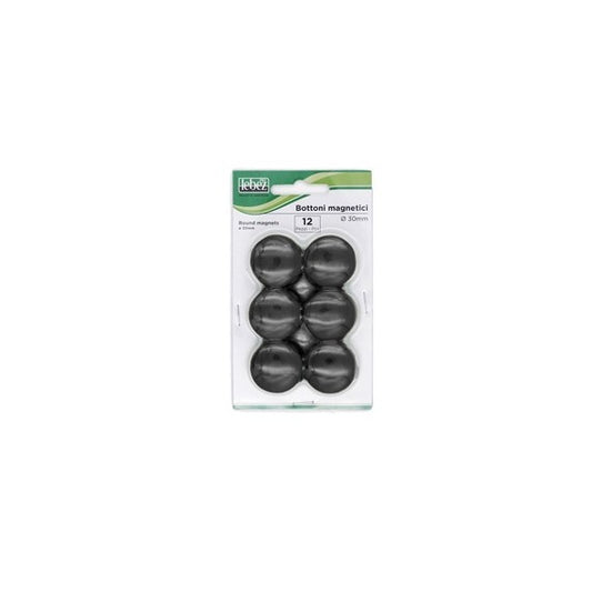Bottoni magnetici - diametro 3 cm - nero - Lebez - conf. 12 pezzi