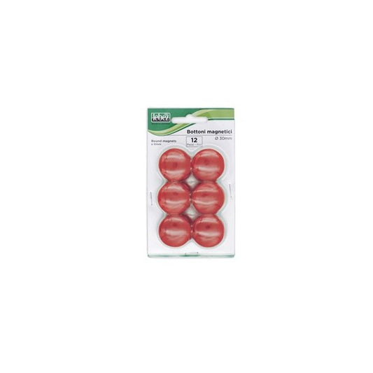 Bottoni magnetici - diametro 3 cm - rosso - Lebez - blister 12 pezzi