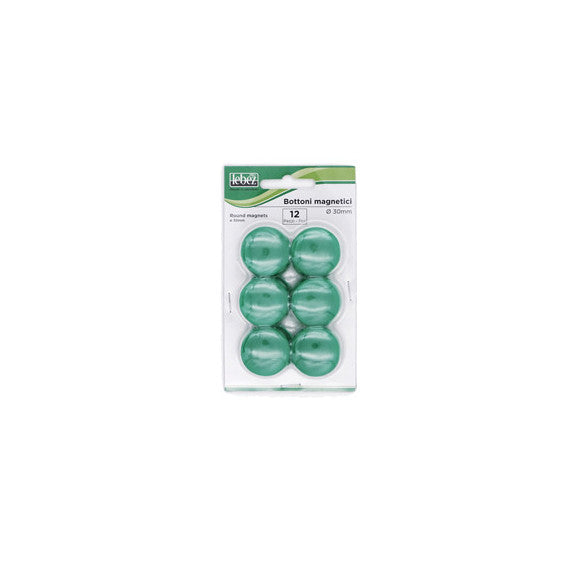 Bottoni magnetici - diametro 3 cm - verde - Lebez - blister 12 pezzi