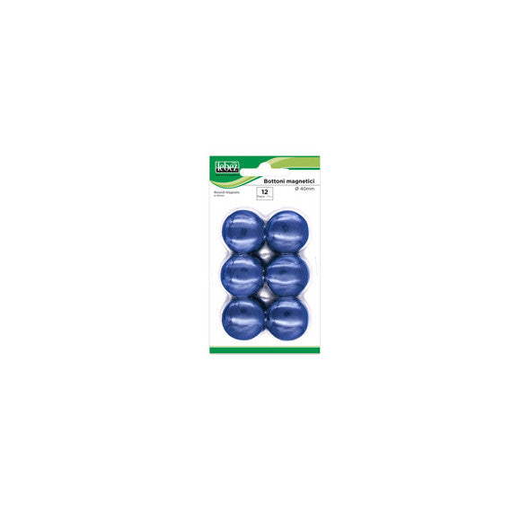 Bottoni magnetici - diametro 4 cm - blu - Lebez - blister 12 pezzi