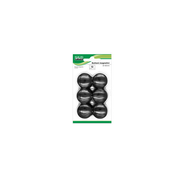 Bottoni magnetici - diametro 4 cm - nero - Lebez - conf. 12 pezzi