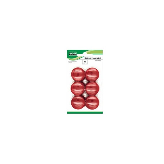 Bottoni magnetici - diametro 4 cm - rosso - Lebez - blister 12 pezzi