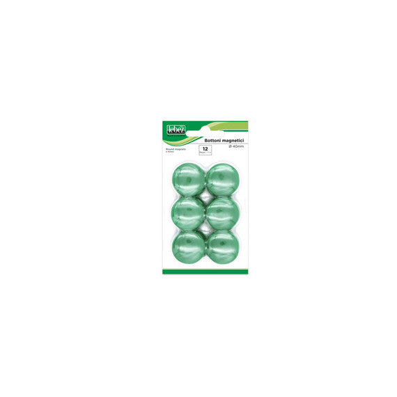 Bottoni magnetici - diametro 4 cm - verde - Lebez - blister 12 pezzi