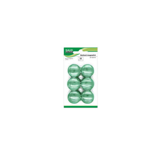 Bottoni magnetici - diametro 4 cm - verde - Lebez - blister 12 pezzi