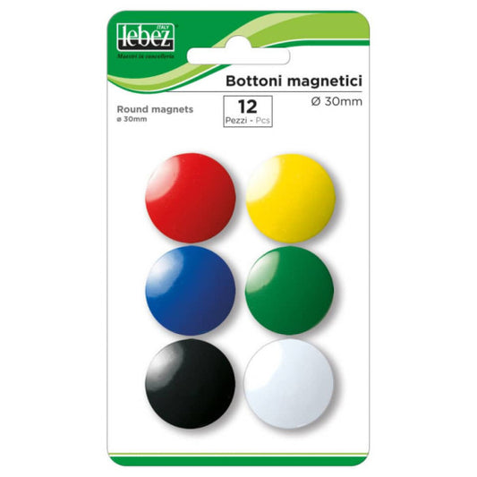 Bottoni magnetici Lebez Ø 40 mm - conf. 12 pezzi - colori assortiti - MR-40-N