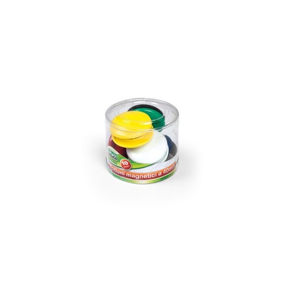 Bottoni magnetici tondi - diametro 4 cm - colori assortiti - Lebez - barattolo da 10 pezzi