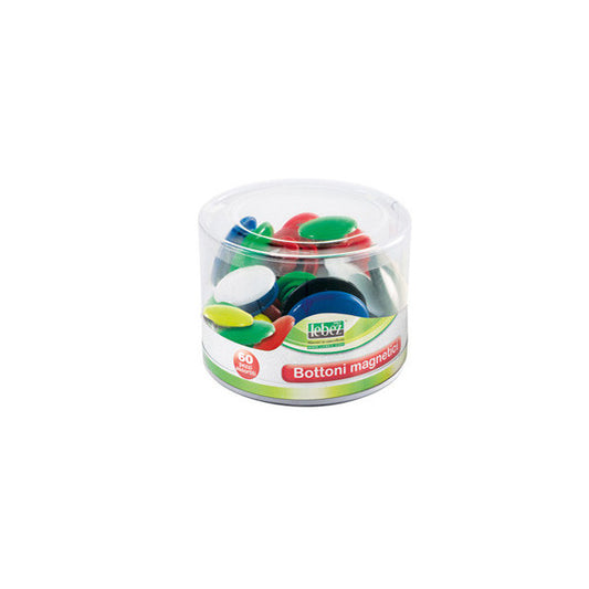 Bottoni magnetici tondi - misure e colori assortiti - Lebez - barattolo da 60 pezzi