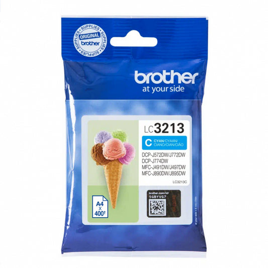 BROTHER LC3213C CIANO CARTUCCIA ORIGINALE PER BROTHER DCP J772DW, J774DW, MFC J890DN, J895DW LC-3213 CAPACITA' 400 PAGINE
