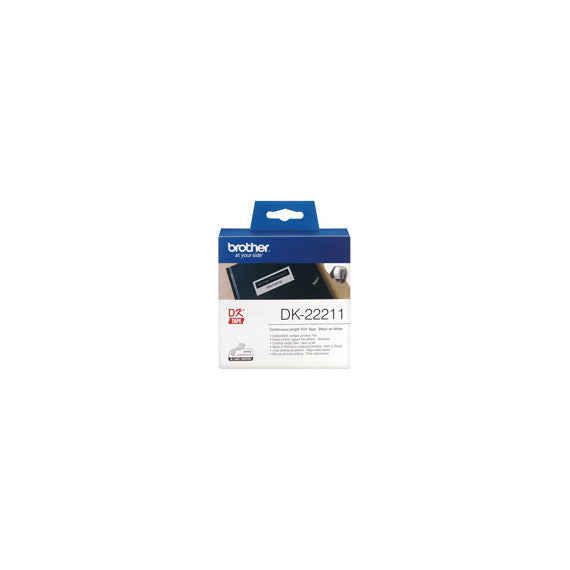 Brother - Nastro adesivo - in pellicola - Nero/Bianco - 29mm x 15,24mt - DK22211