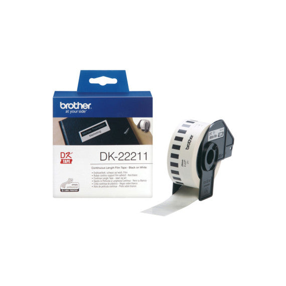 Brother - Nastro adesivo - in pellicola - Nero/Bianco - 29mm x 15,24mt - DK22211