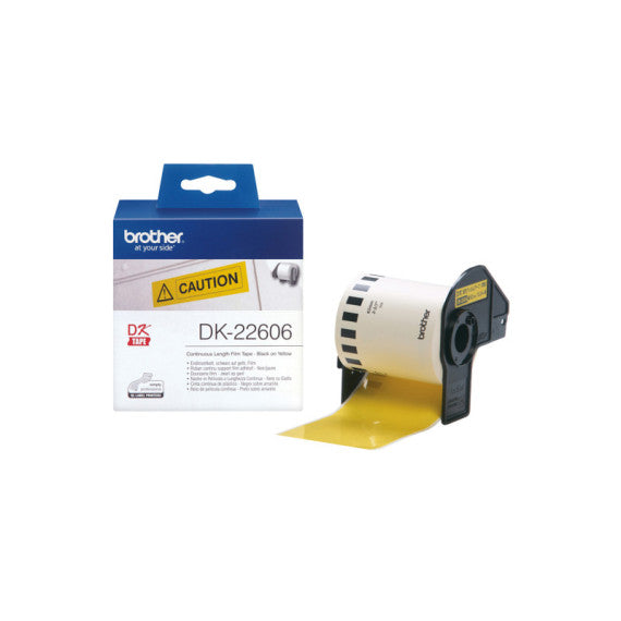 Brother - Nastro adesivo - Nero/Giallo -  62mm x 15,24mt - DK22606