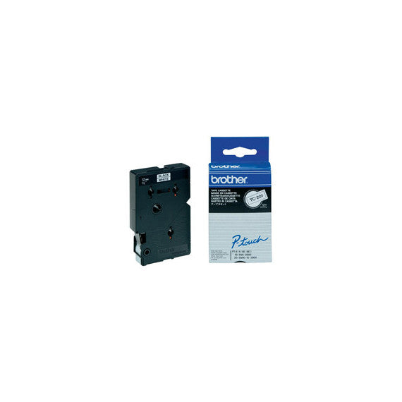 Brother - Nastro -  Bianco/Nero - TC201 - 12mm x7,7mt