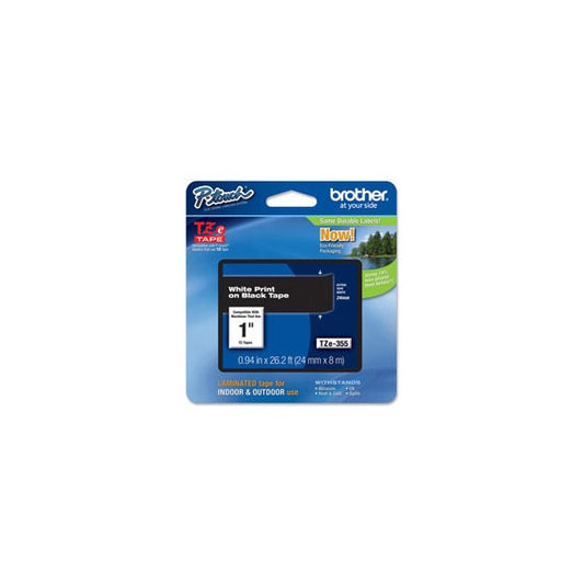 Brother - Nastro - Bianco/Nero - TZE355 - 24mm x 8mt