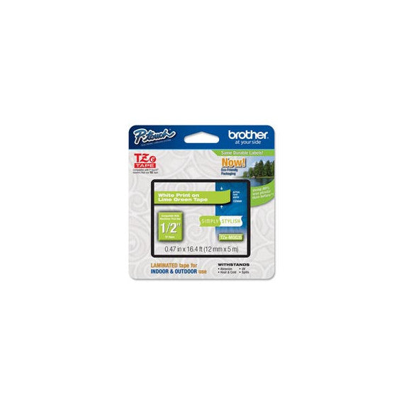Brother - Nastro - Bianco/Verde acido - TZEMQG35 - 12mm x 5mt