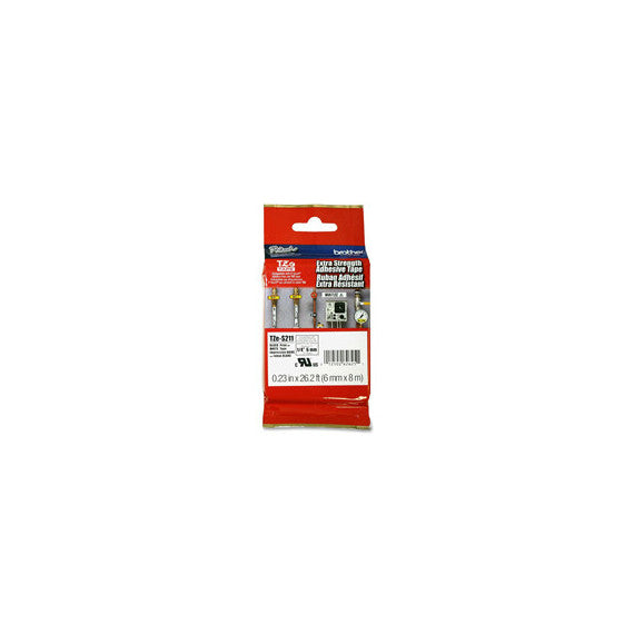 Brother - Nastro con adesivo resistente - Nero/Bianco - TZES211 - 6mm x 8mt