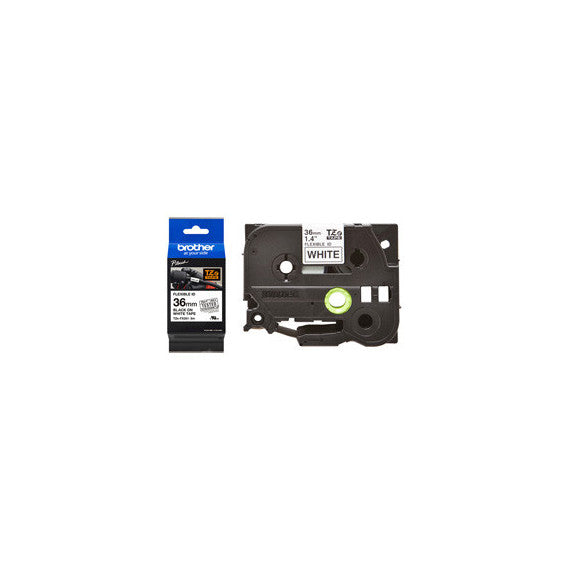 Brother - Nastro laminato flessibile 36 mm - nero/bianco - TZEFX261