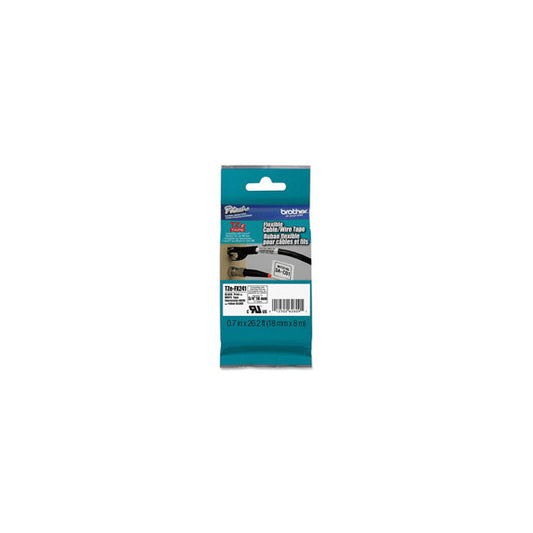 Brother - Nastro laminato flessibile - Nero/Bianco - TZEFX241 - 18mm x 8mt