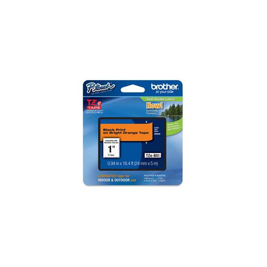 Brother - Nastro laminato fluorescente - Nero/Arancio fluo - TZEB51 - 24mm x 5mt