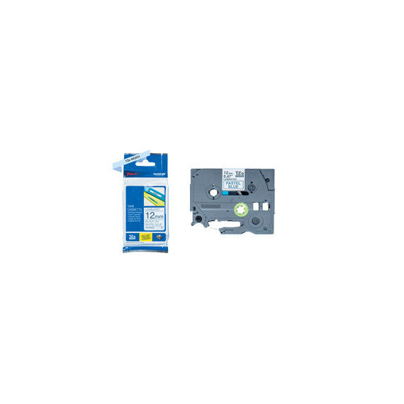 Brother - Nastro laminato pastello 12 mm - nero/blu - TZEMQ531