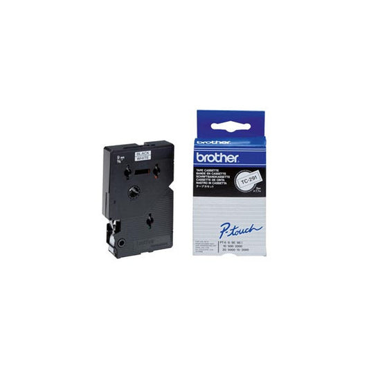 Brother - Nastro - Nero/Bianco - TC291 - 9mm x7,7mt