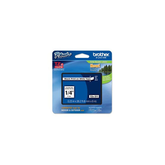 Brother - Nastro - Nero/Bianco - TZE211 - 6mm x 8mt