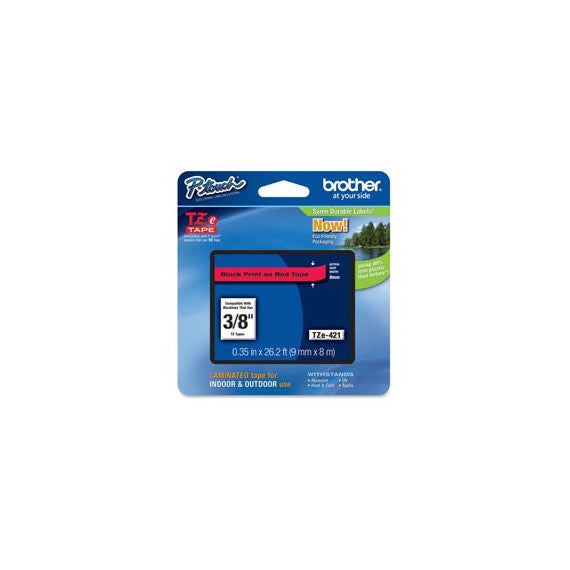 Brother - Nastro -  Nero/Rosso - TZE421 -  9mm x 8mt