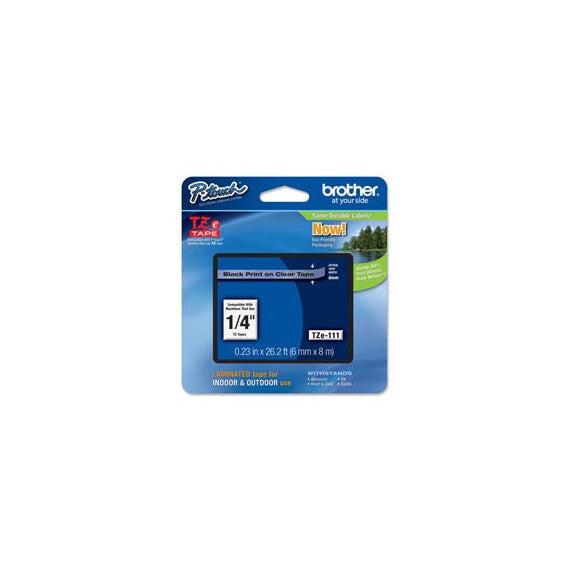 Brother - Nastro - Nero/Trasparente - TZE111 - 6mm x 8mt