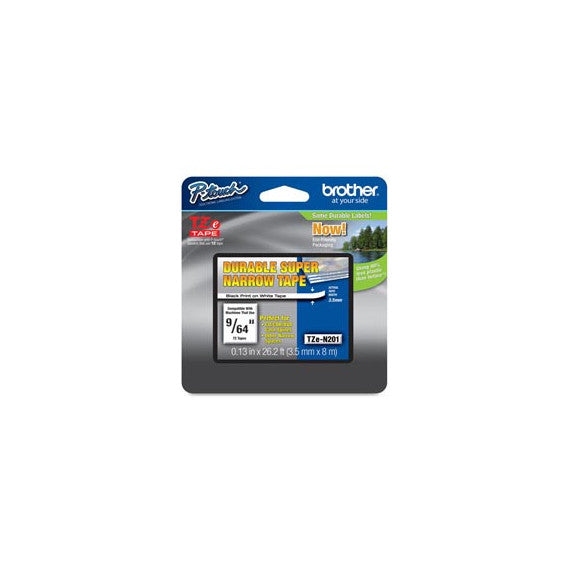 Brother - Nastro non laminato - Nero/Bianco - TZEN201 - 3,5mm x 8mt
