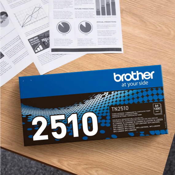 Brother TN-2510 nero toner originale per Brother MFC-L2800,L2835,L2860,DCP-L2660,HL-L2445 TN2510 capacità 1.200 pagine