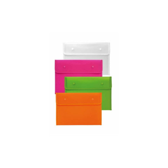 Busta a 2 bottoni Lebez Neon A4 in PP conf. 12 pezzi - colori assortiti - 80601