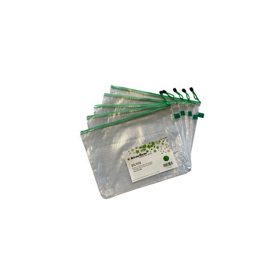 Busta a rete con cerniera verde - PVC - 31,2x41,2 cm - trasparente - Starline