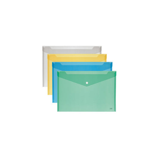 Busta con bottone - formato orizzontale - 15,5x11,5 cm - colori assortiti - Lebez
